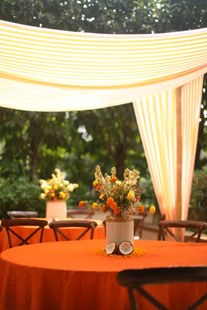 Tablescape and Ceiling — Welcome Lunch decor — Alila Diwa Goa
